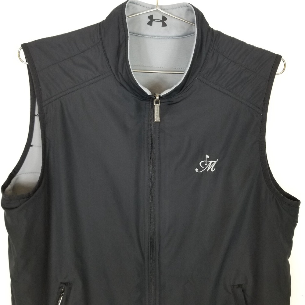Under Armour x Masters Reversable Golf Jacket Vest Sz M Black Gray Outdoor Sport - Picture 2 of 13